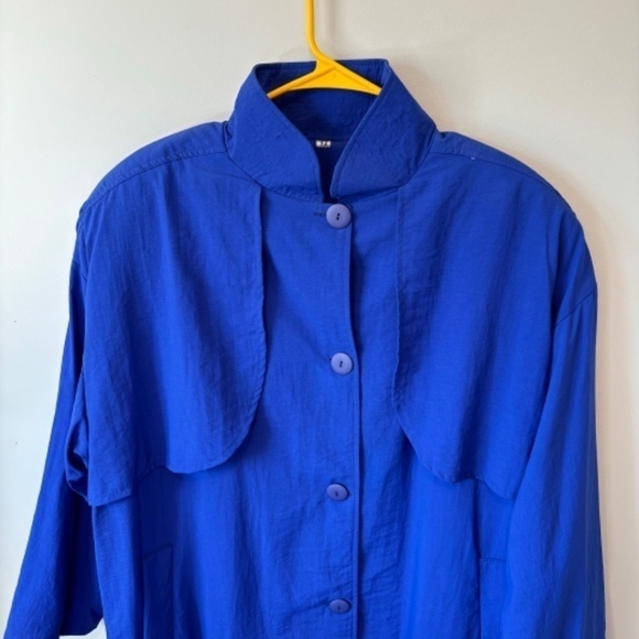 Vintage Women's Full Length, Cobalt Blue, Lined Trench Coat, Circa 1980s, SZ 12 - Picture 3 of 9